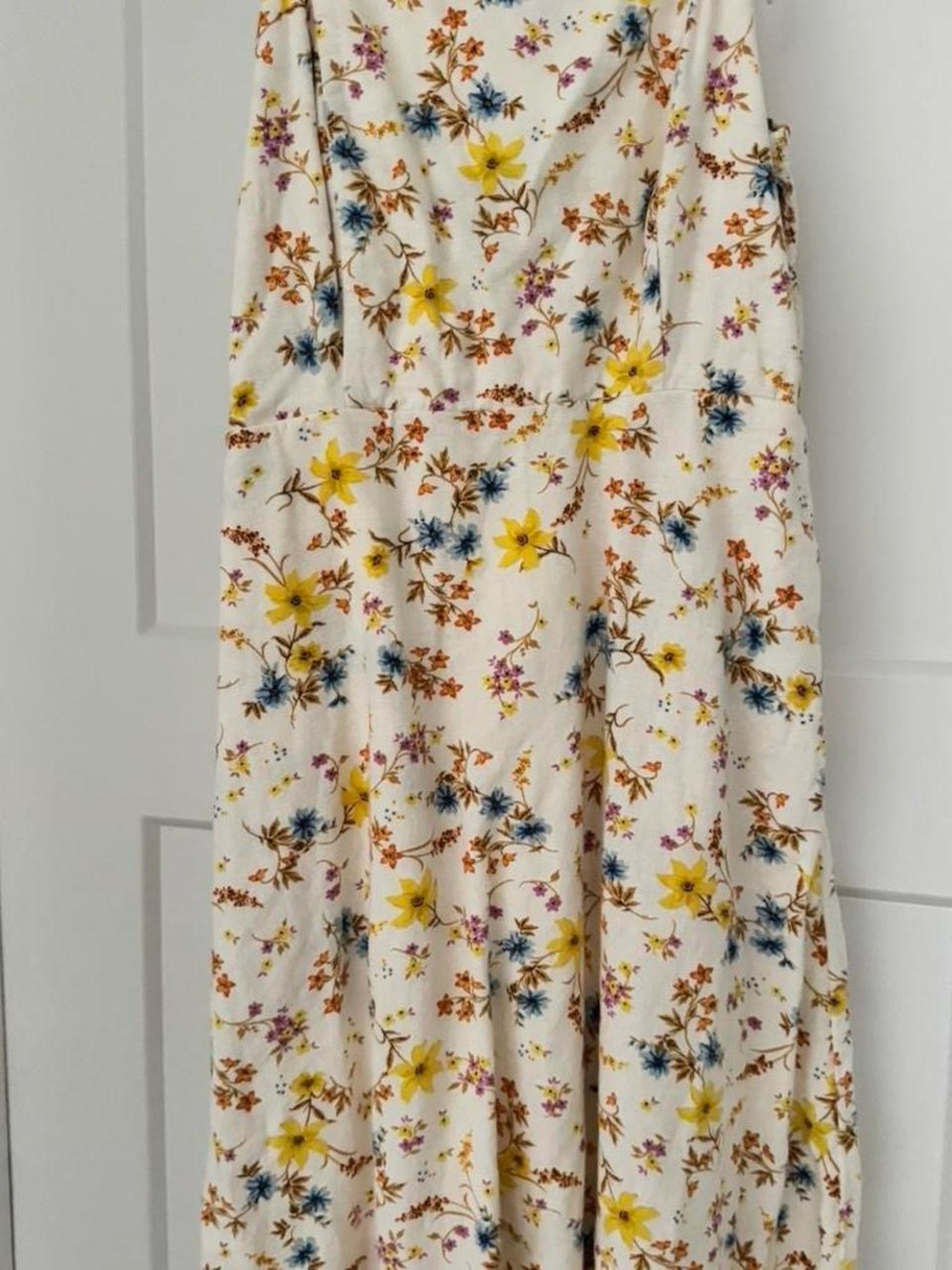 Old Navy White Mini Dress with Yellow & Blue Floral Print